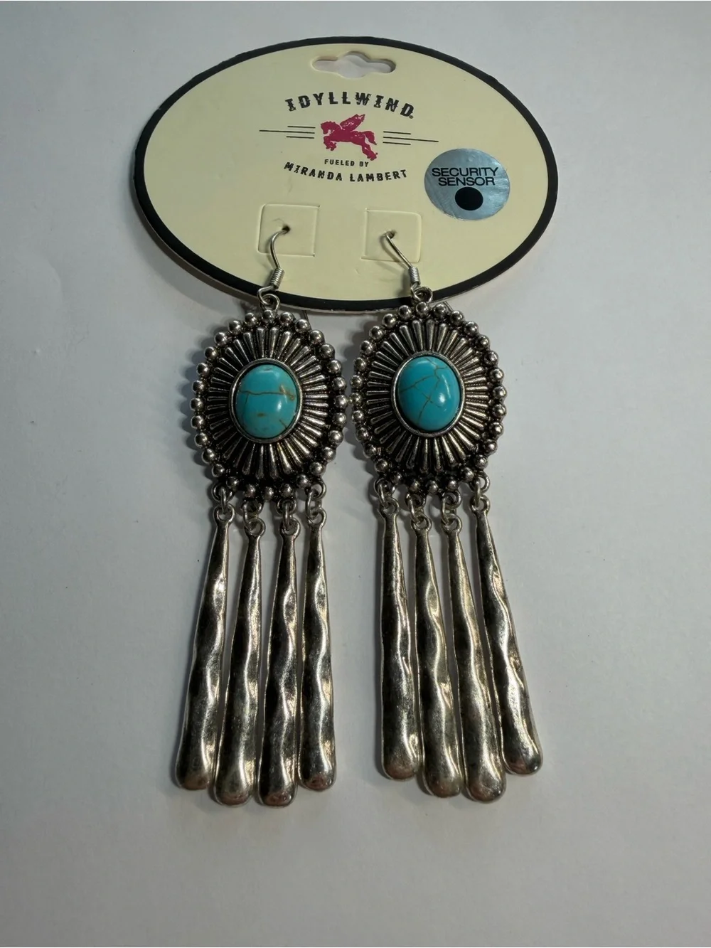 Idyllwind Turquoise and Silver Dangle Fringe Earrings
